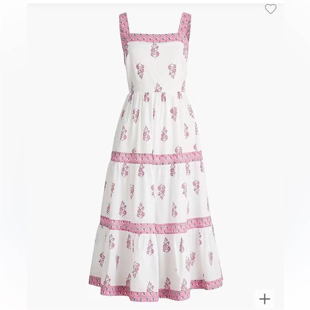J. Crew Smocked White Maxi Sundress with Pink Floral Print Size 20